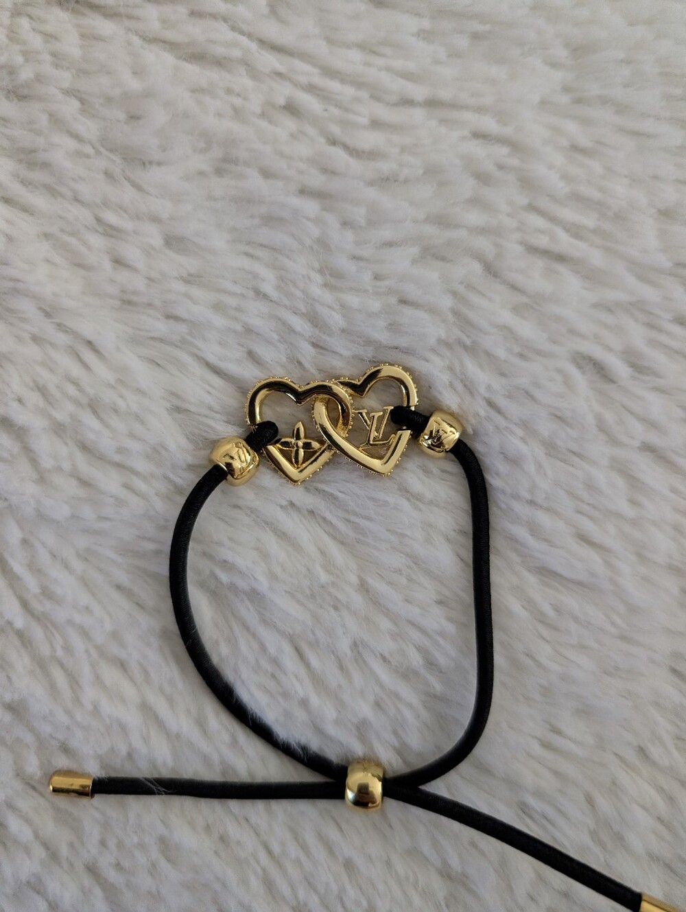 Louis Vuitton Gold Accent Black Cord Bracelet - Picture 2 of 5